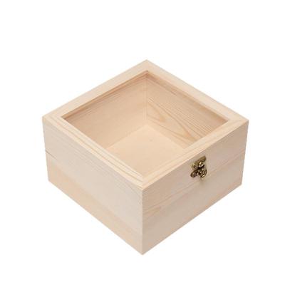 Wooden Gift Box with Glass Lid for Flowers and Souvenirs