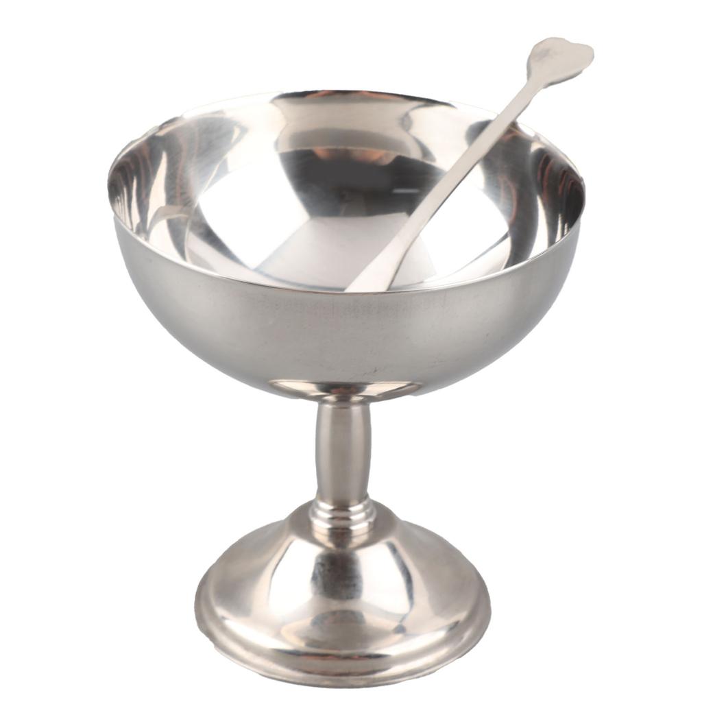 304 Stainless Steel Ice Cream Cup Retro Footed Serving Dessert Bowl for Salad and Pudding