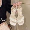 Fairy Style Solid Color Versatile Open-toed Sandals Summer 2025 New French Temperament Cross Word with High Heels