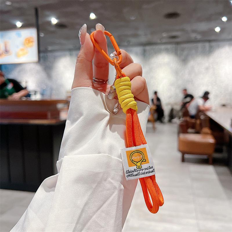 Creative Iridescent Braid Rope Keychain Carabiner Key Ring For Bag Pendant Accessorie Hanging Cord DIY Jewelry Making