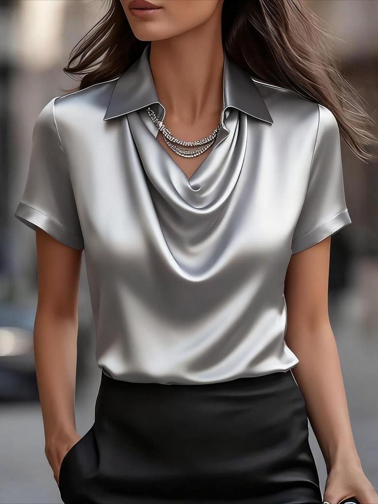Chemise Simple Moderne à Col Claudine pour Femme 2025