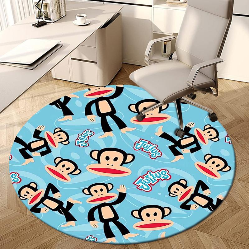 1pc Paul Frank Julius Monkey Pattern Round Carpet, Made of Polyester,Perfect for Decorating Office Chairs, Living Rooms Fplt147