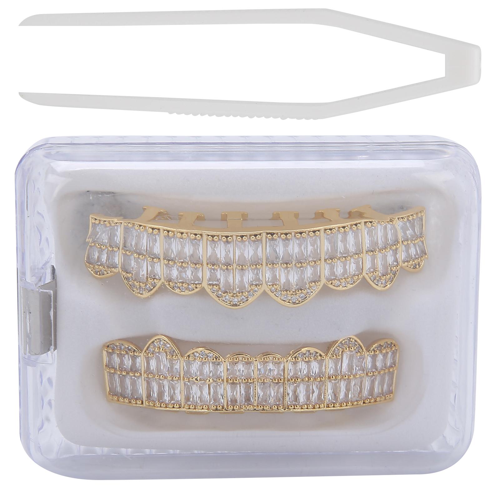 

Позолоченные латунные вставные зубы в стиле хип-хоп, украшение на зубы на Хэллоуин Gold