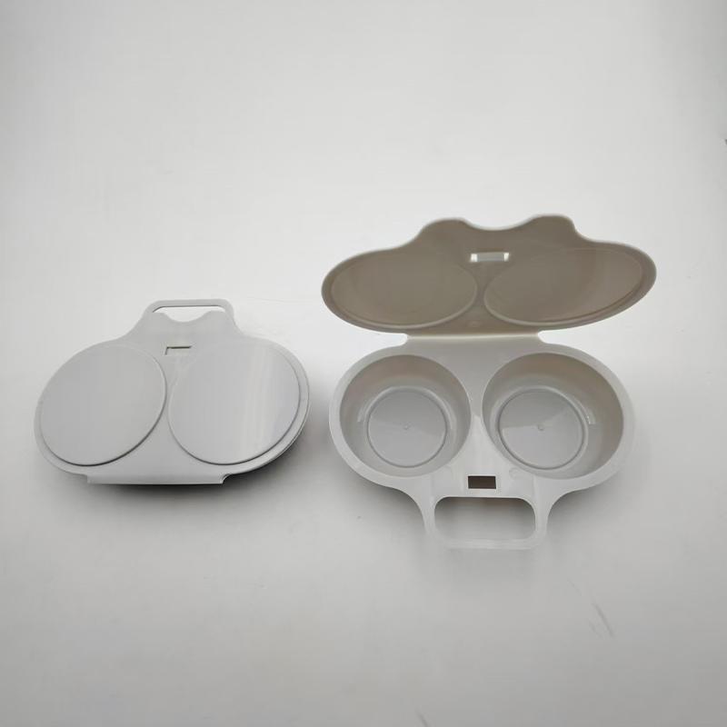 Microwave Dual Cavity Microwave Egg Poacher With Lid Handle Steamer Plastic Fryer Egg Boiler Egg Steaming Mold Kitchen Fried Egg 6