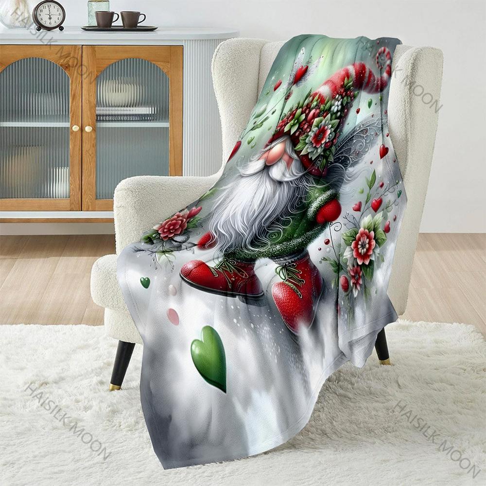 Christmas Themed Gnome Blanket Warm Soft Luxury Gifts for Children Adults Suitable for Home Bed Sofa Travel Camping Multisize