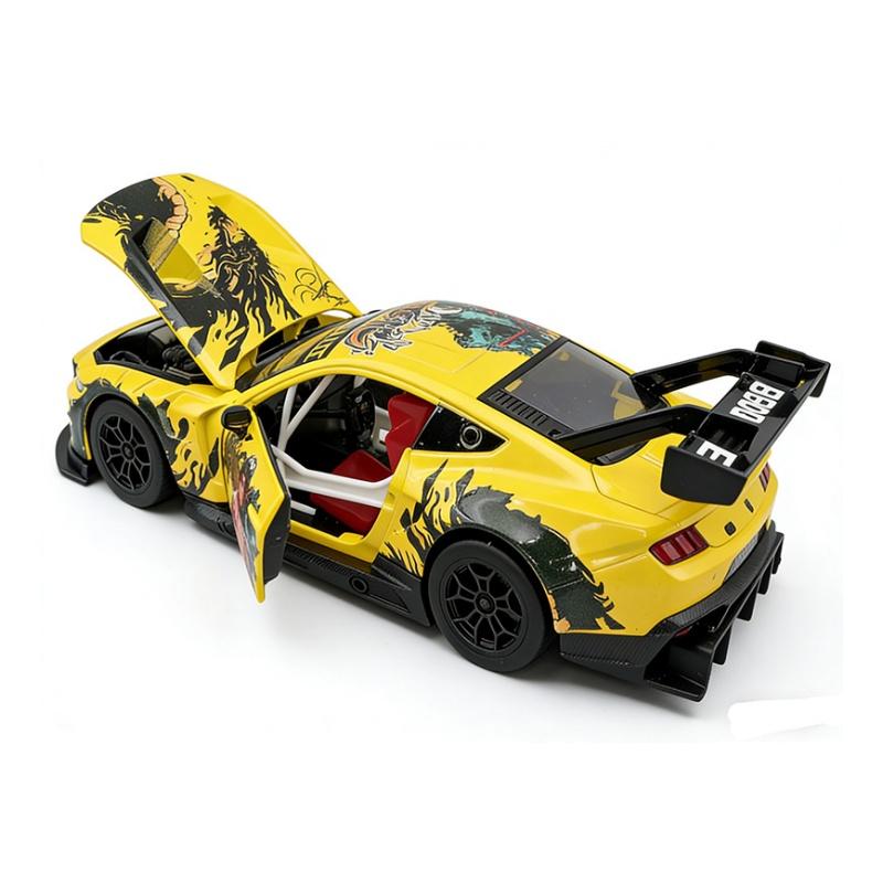 NEW 1/24 Ford Mustang GT3 Lee Alloy Racing Car Model Sound and Light Pull Back Children's Toy Collectibles Birthday Gift
