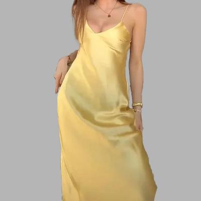 Mode Neu Sexy Temperamentvoll und Elegant Schlank Einfarbig Rucksackreisen Langes Trägerkleid