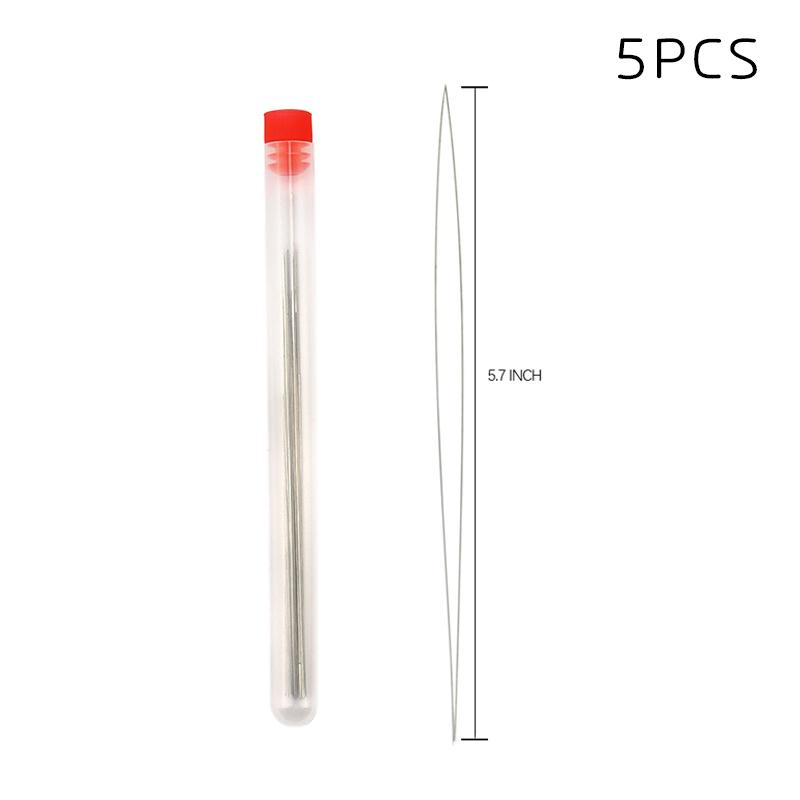 5pcs Big eye beading needles with bottle 5 size for embroidery beading Spring steel beading Curved needles Jewelry Making Tools