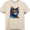 Cat With Sunglasses T Shirt Funny Cool Cat Lover Retro Colorful Graphic Tee