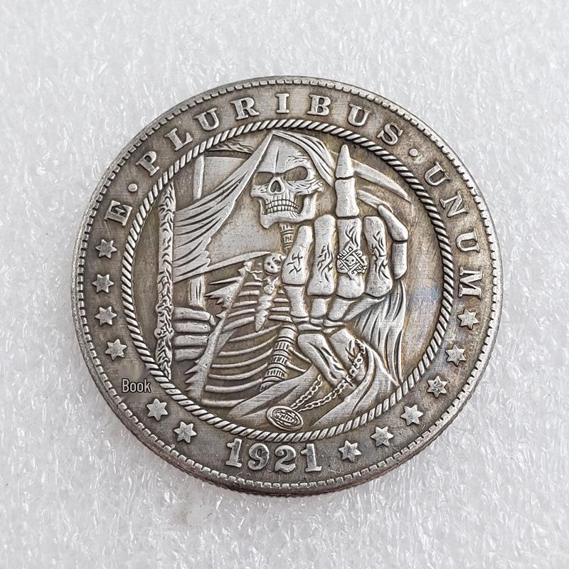1921 American Hobo Skull Brass Silver-Plated Craft Dollar #3056 латунный