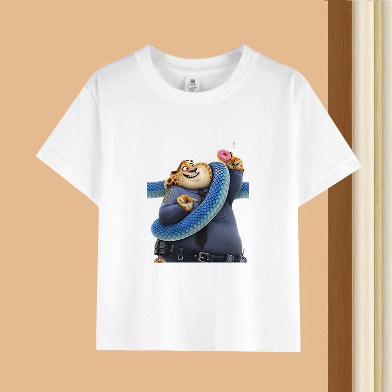 Dětské tričko s krátkým rukávem a kulatým výstřihem - 230g čistá bavlna s potiskem zvířat