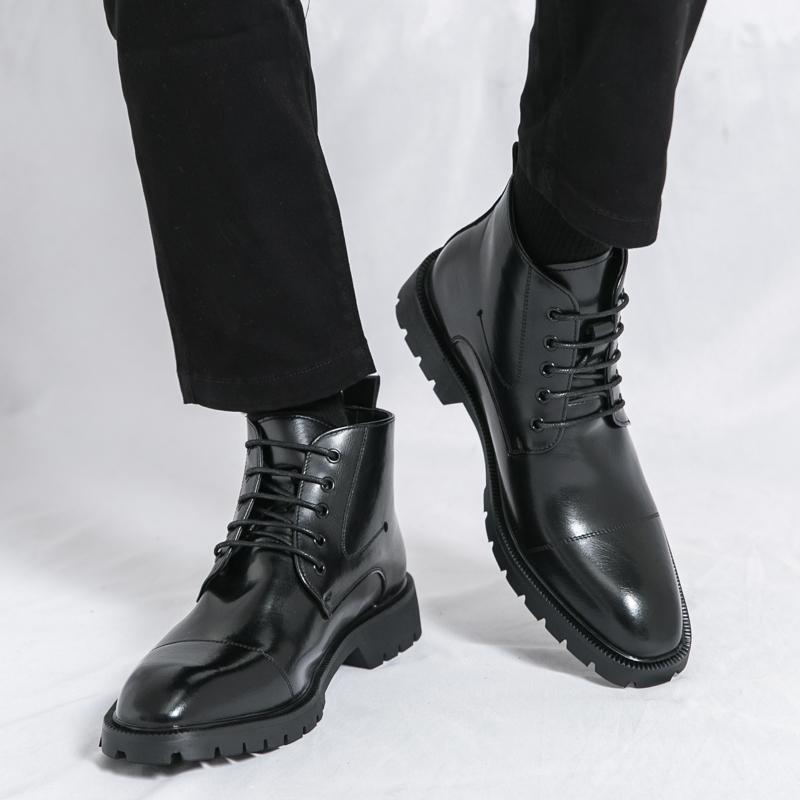 Designer Brand Winter High Top Short Boots Simple Classic Office Men's Business Casual Shoes Versatile Men's Leather Short Boots