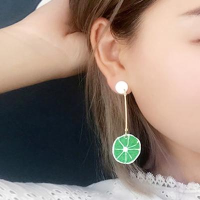 Long Earrings, Chain, Daily Lovely Lemon Pendant