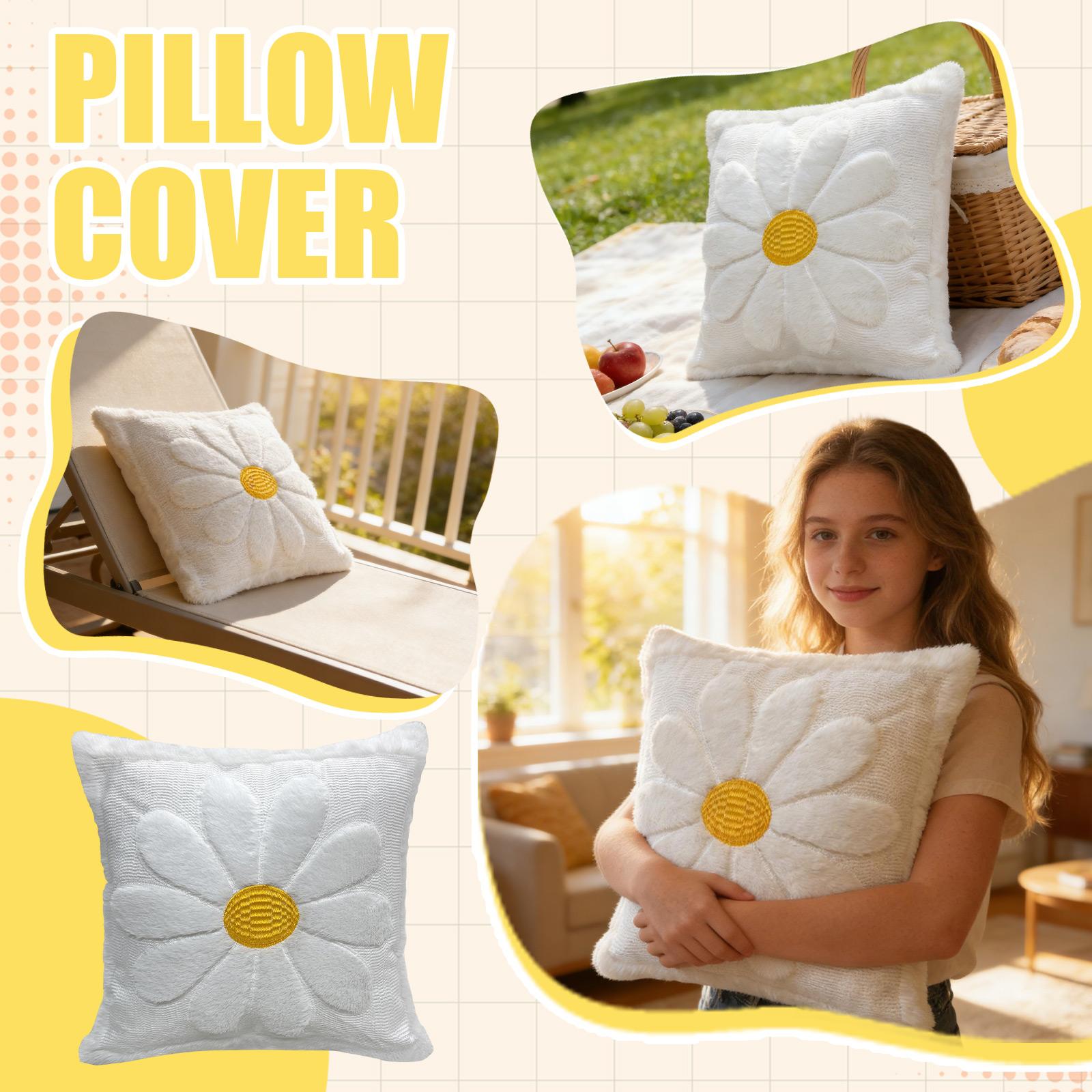 

Quilted Pillowcase With Three-dimensional Embroidered Cushion, - Sofa Backrest One Size