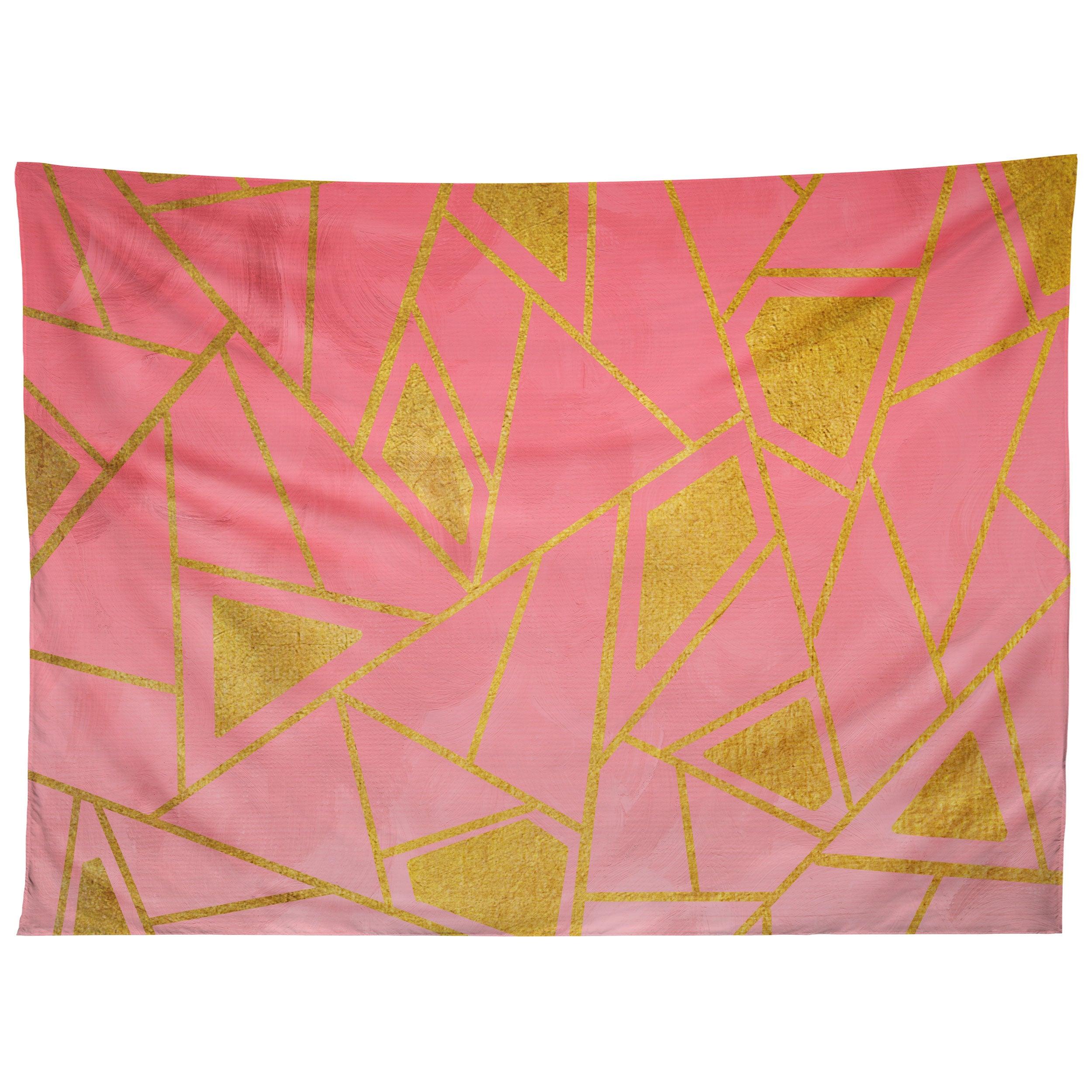 GEOMETRIC PINK AND GOLD tapestry 75x100