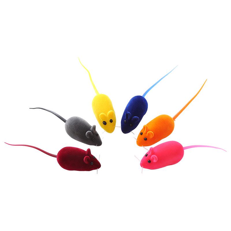 Vinyl Flocked Mouse Cat Toy with Sound for Kittens
