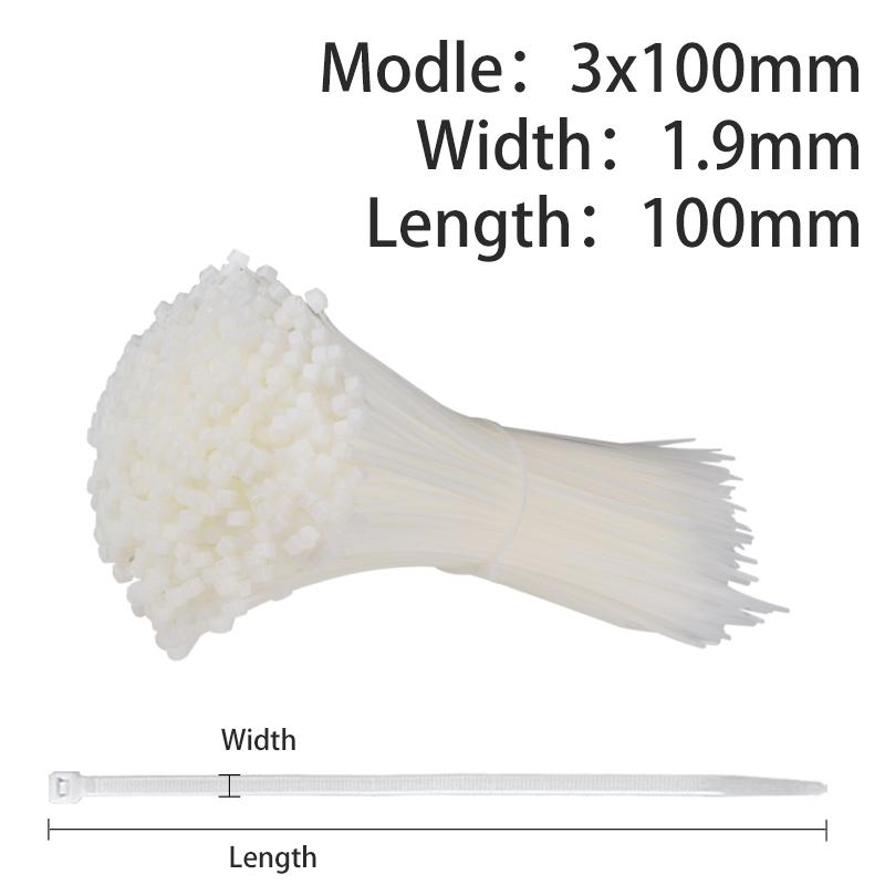 100PCS Self-Locking Plastic Nylon Cable Tie White Fastening Ring 1.9X100  3.5X300 Wire Zip Wraps Strap 2.7*200 Series Set