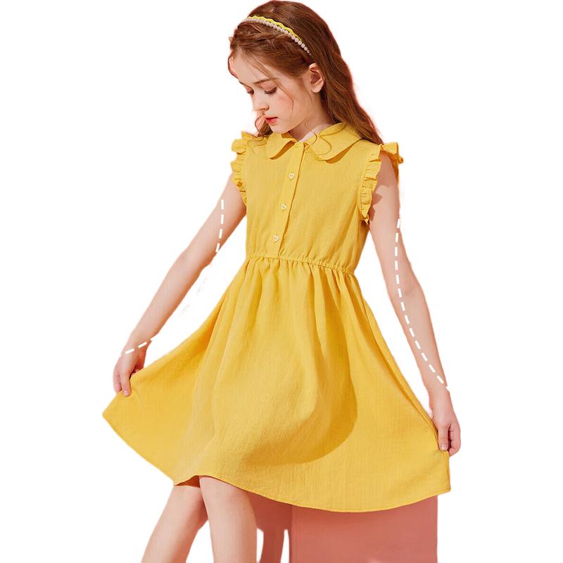 ASK JUNIOR Girls  Summer Lightweight Polo Collar Princess Dress 170