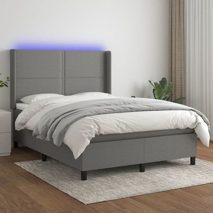 VidaXL Sommier à Lattes de Lit avec Matelas LED, Lit Rembourré, Lit Double, Lit Adulte de Chambre à Coucher Intérieur, 3138238