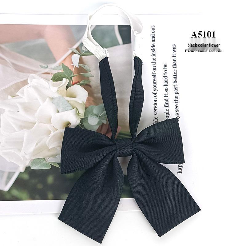 JK Collar Bow Tie for Women - Korean & Japanese Academic Style, Solid Color with Fine Stripes, Black & Wine Red