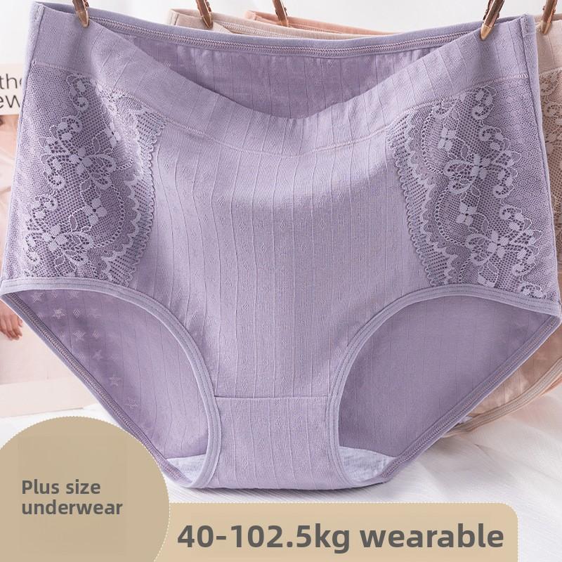 Plus Size Female Summer Cotton Middle and High Waist-middle  Aged Mother Underwear