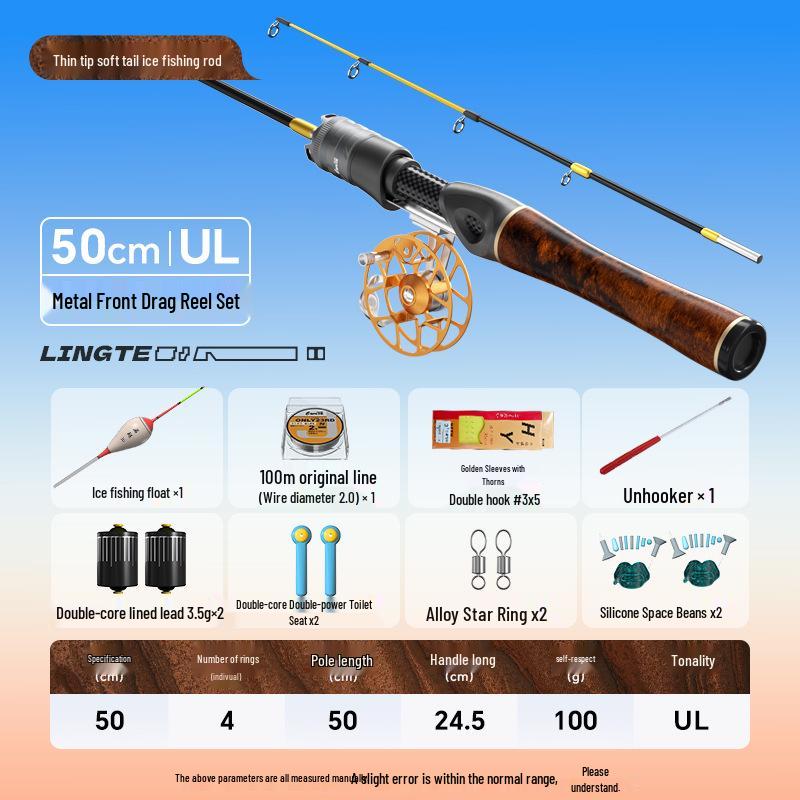 Portable High-Sensitivity Carbon Ice Fishing Rod Set with Solid Tip for Winter Fishing