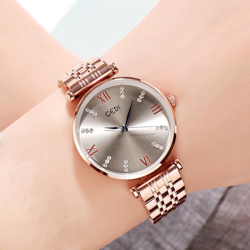 Simple Point Drill Steel Belt Women'S Watch Fashionable Atmosphere Trend Women'S Waterproof Watch