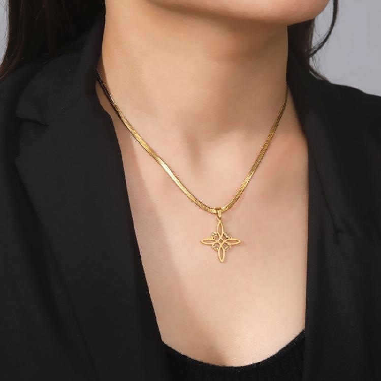 Amulet Witch Knot Stainless Steel Chain Necklace for Women Drop Neck Chokers