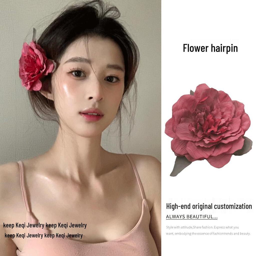 Yellow Frangipani Hibiscus Hair Clip - Tropical Beach Vacation Accessory