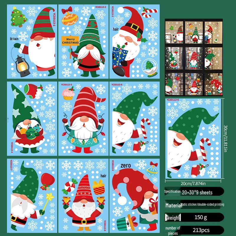 Cross-border Christmas Static Cling Window and Wall Stickers for Glass Doors and Shopping Malls