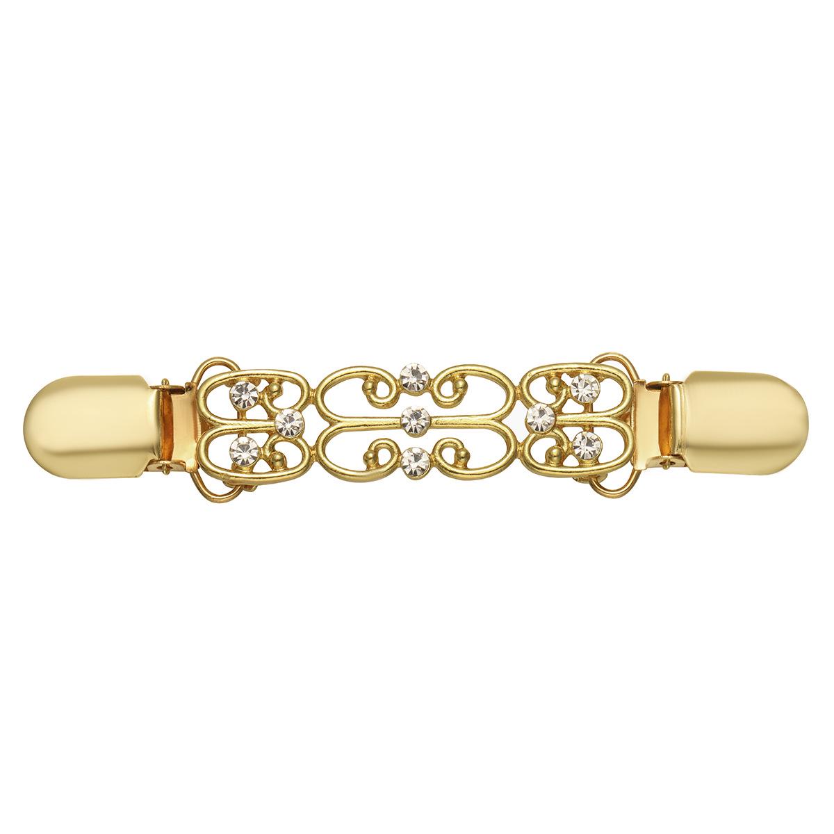 Elegant Diamond Inlaid Hollow Knitwear Shawl Cardigan Clip Brooch for Women золотой