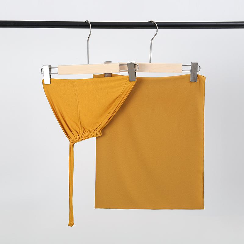 2Pcs Chiffon Hijab With Matching Undercap Set Women Plain Shawl Jersey Inner Modal Caps Muslim Headband Two-Piece Scarf Set