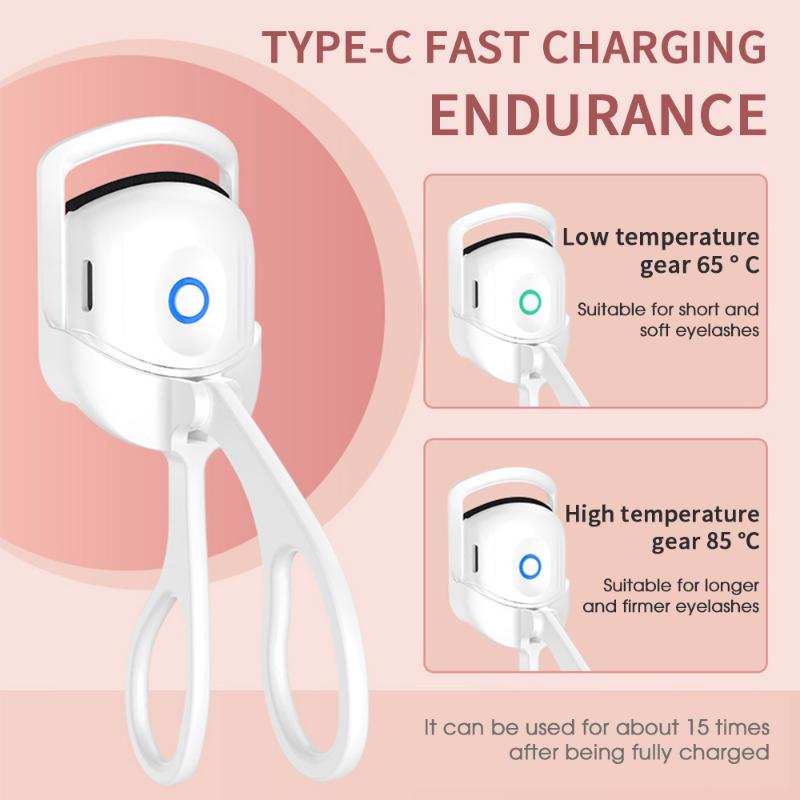 Electric Heated Eyelash Curler Eyelashes Curls Thermal Eyelash Curler Temperature Control Charging Mini Long Lasting Makeup Tool