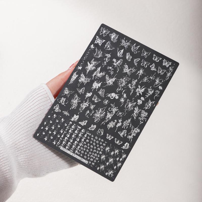 Holiday Nail Art Plate: Snowman, Reindeer, Butterfly, Flowers, Fireworks, Hollow National Style Designs