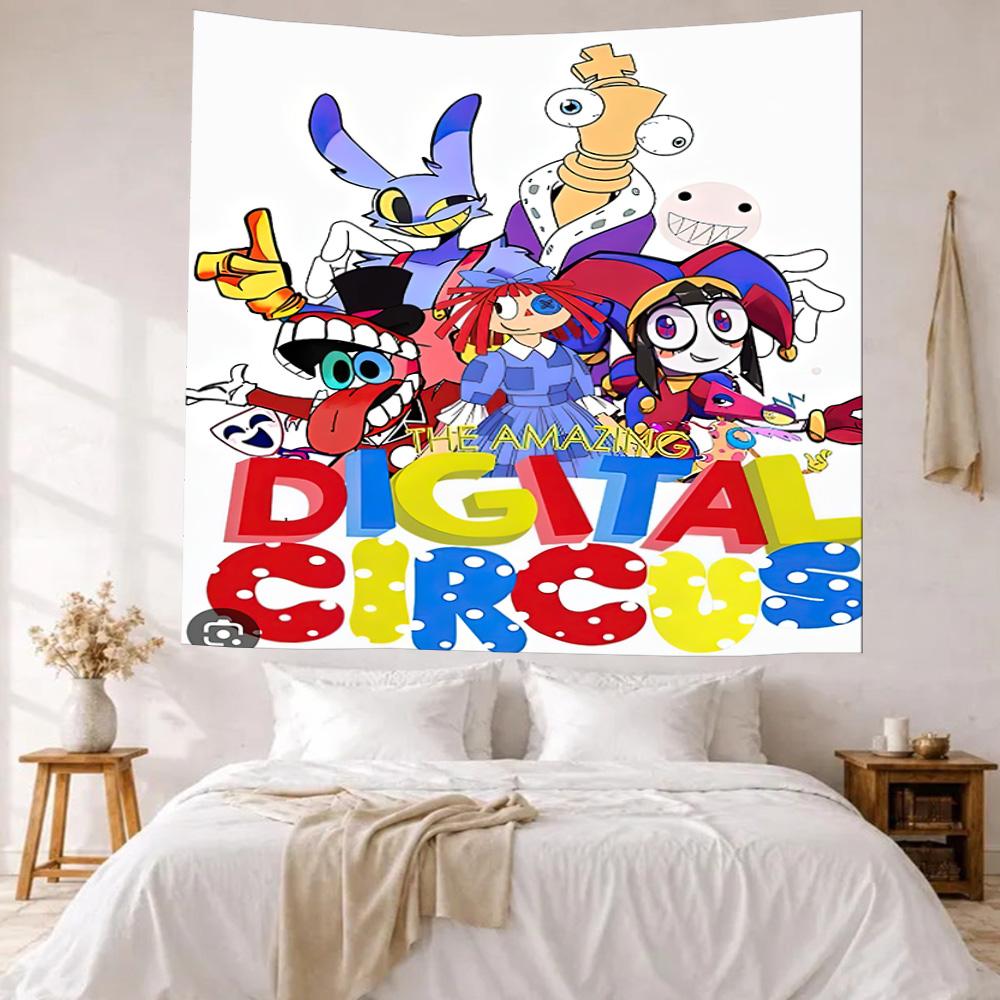Digital Circus Wall Decor Tapestry Art For Pet Memorial Birthdaywedding Party Backdrop Family Gift