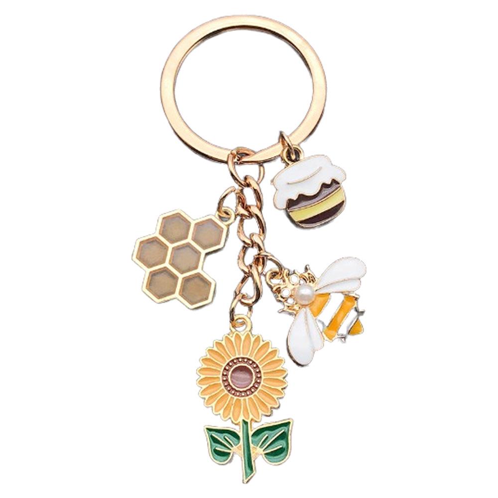 Sunflower Honeycomb Oil Drip Bee Keychain - Creative Personalized Pendant