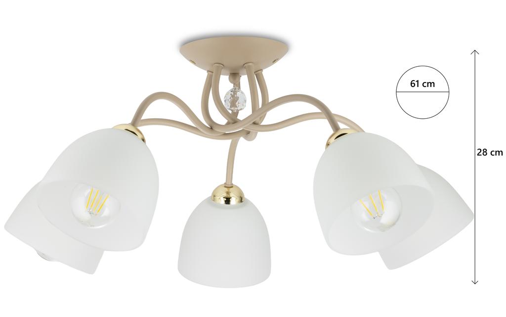 Tina Beige Ceiling Lamp Glass 5Xe27
