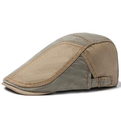 New Casual Splicing Cap, Pure Cotton Summer Men's Beret Shading Breathable Retro Fashion Hat