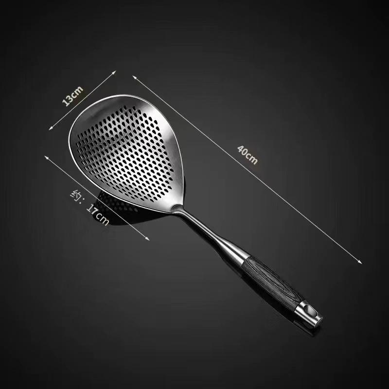 304 Stainless Steel Long-Handled Kitchen Colander Spoon for Drain, Noodles, Frying, and Hot Pot.