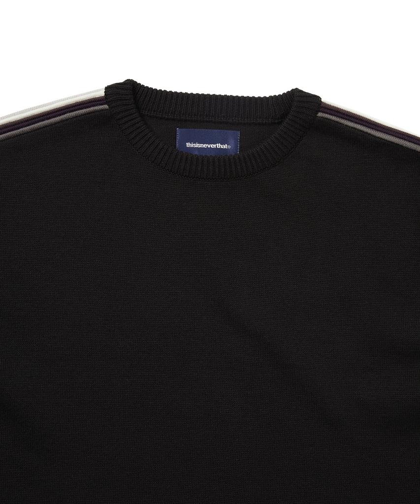 THISISNEVERTHAT Striped Sleeve Knit Crew Black