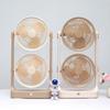 Unique Double Fan Desktop Cooler Rotatable for All Directional Chill Large Wind-powered Brushless Fan USB Charging Portable
