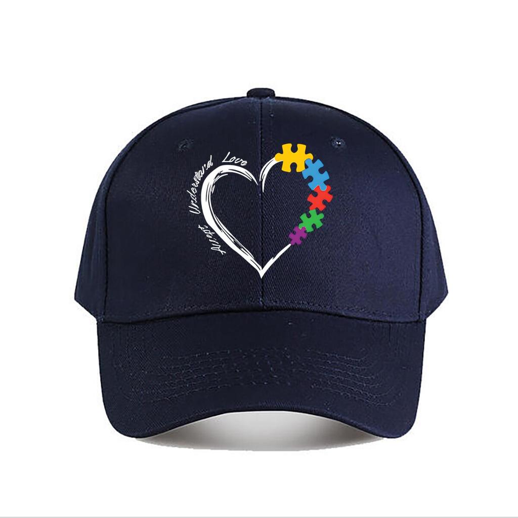 Autism Support Heart Puzzle Baseball Cap Fashion Unisex Sunhat Womens Outdoor Sports Snapback Cap