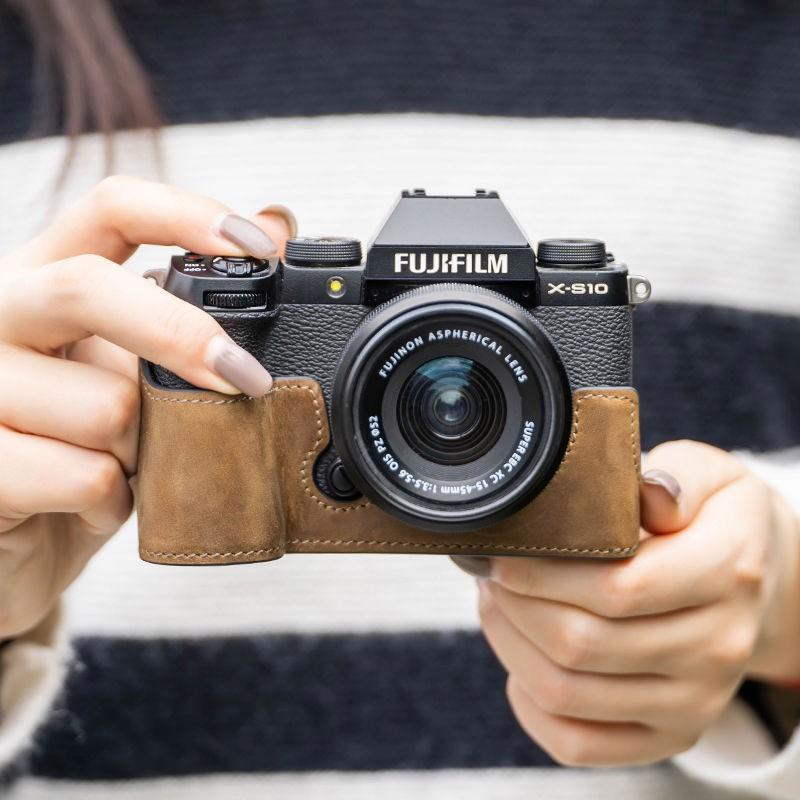 Genuine Leather Camera Base Case Fujifilm X-S20 X-S10 X-H2 X-H2S Compact Mirrorless Cameras Handheld Protective Sleeve