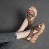 Fashion 5.5CM Fashion Wedges Platform Summer Sandals Women Casual Open Toe Shoes Cross Genuine Leather Roman Style Back Strap Sandals