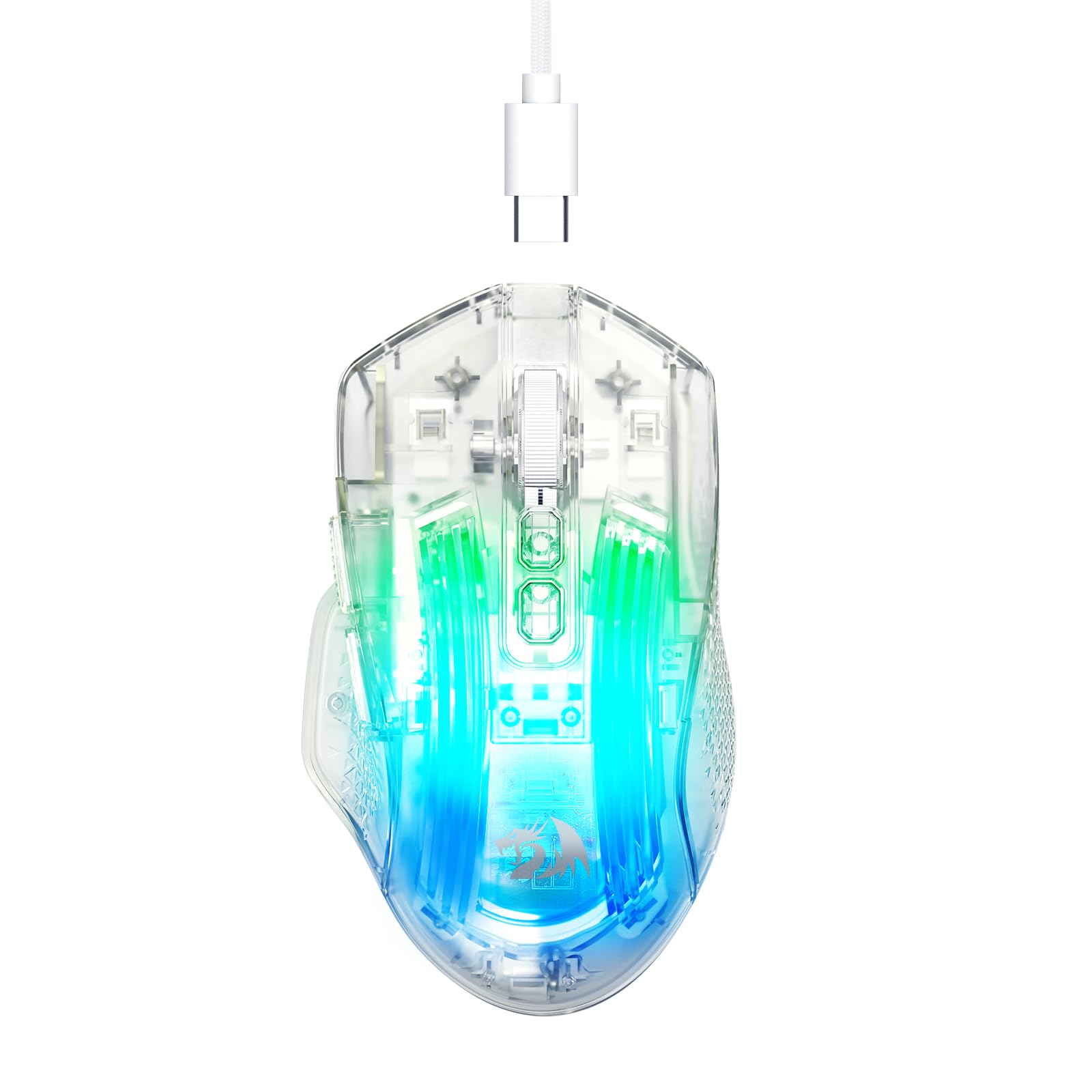 

Redragon Wired Skeleton Gaming Lightweight 24000 DPI Optical Quiet 8 Programmable RGB Compatible with Mouse, (84g), Sensor, Switch, Buttons, білий