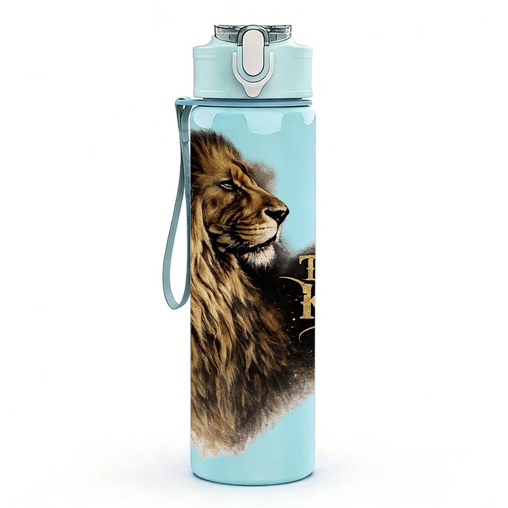 1PC Lion King Wild Animal Portrait Print 750ml Color Plastic Sports Water Bottle Leakproof Flip Straw Lid Suitable for Sports Office Home Use