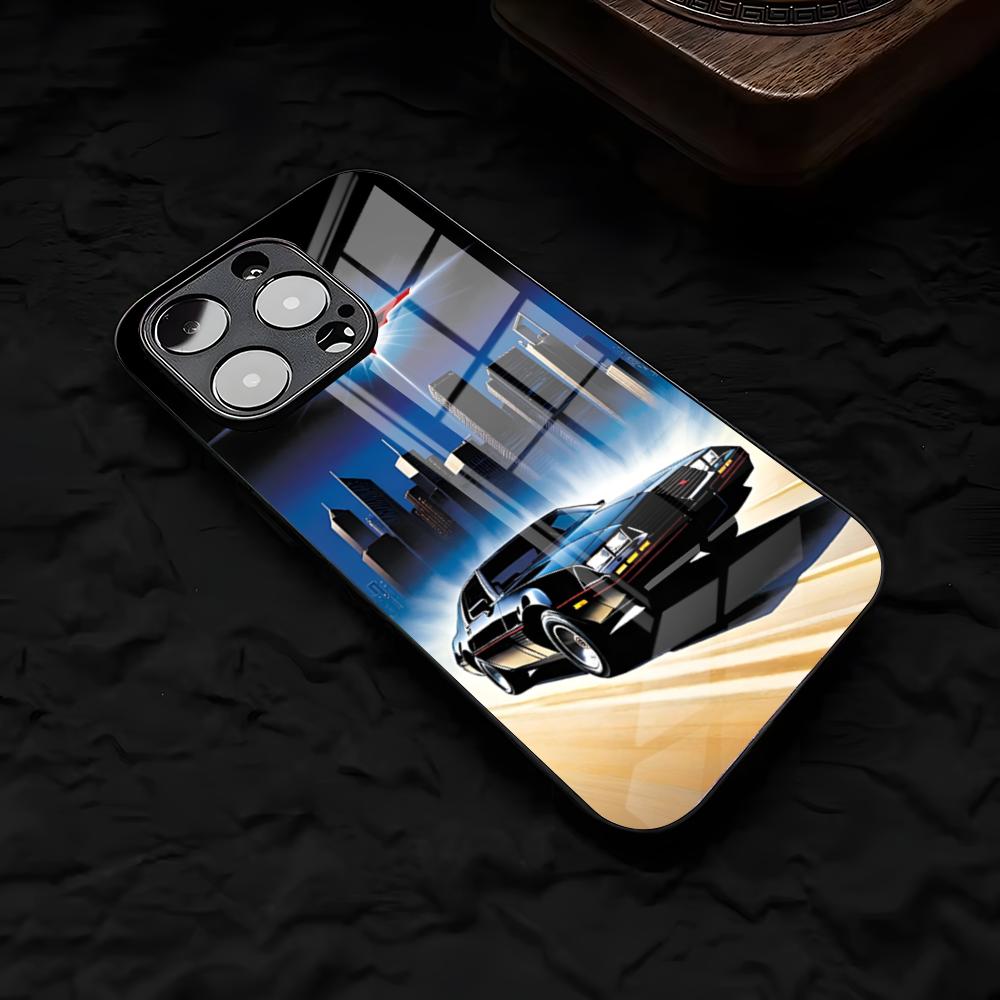 Cool K-Knight Rider Phone Case For IPhone 17 Air 16 E Pro Max 15 14 13 Mini 12 Pro 11 Max Plus Black Glass Cover