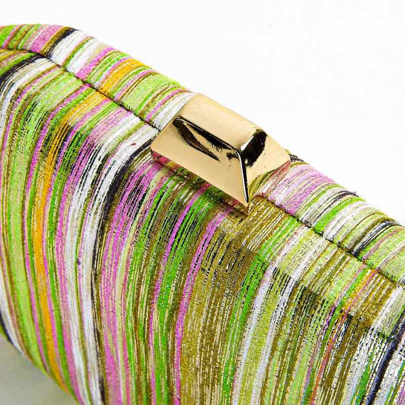 Neue bunte gestreifte Clutch-Taschen für Damen, Hochzeitsbankett-Geldbörsen, Abendtaschen für Damen, Schultertaschen mit Kette, Dropshipping