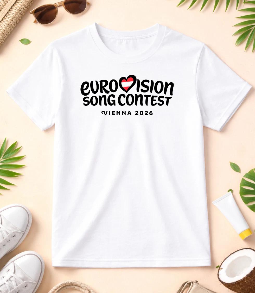New Logo Vienna Eurovision 2026 T-Shirt_ Austria Song Contest 2026 Spring_summer Fashion Casual T-Shirt Cotton Short-sleeved 4XL
