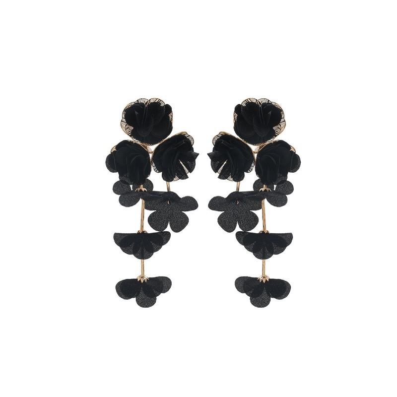 Floral Chiffon Layered Earrings Women Beach Vacation Statement Lightweight Luxury Minimalist Design